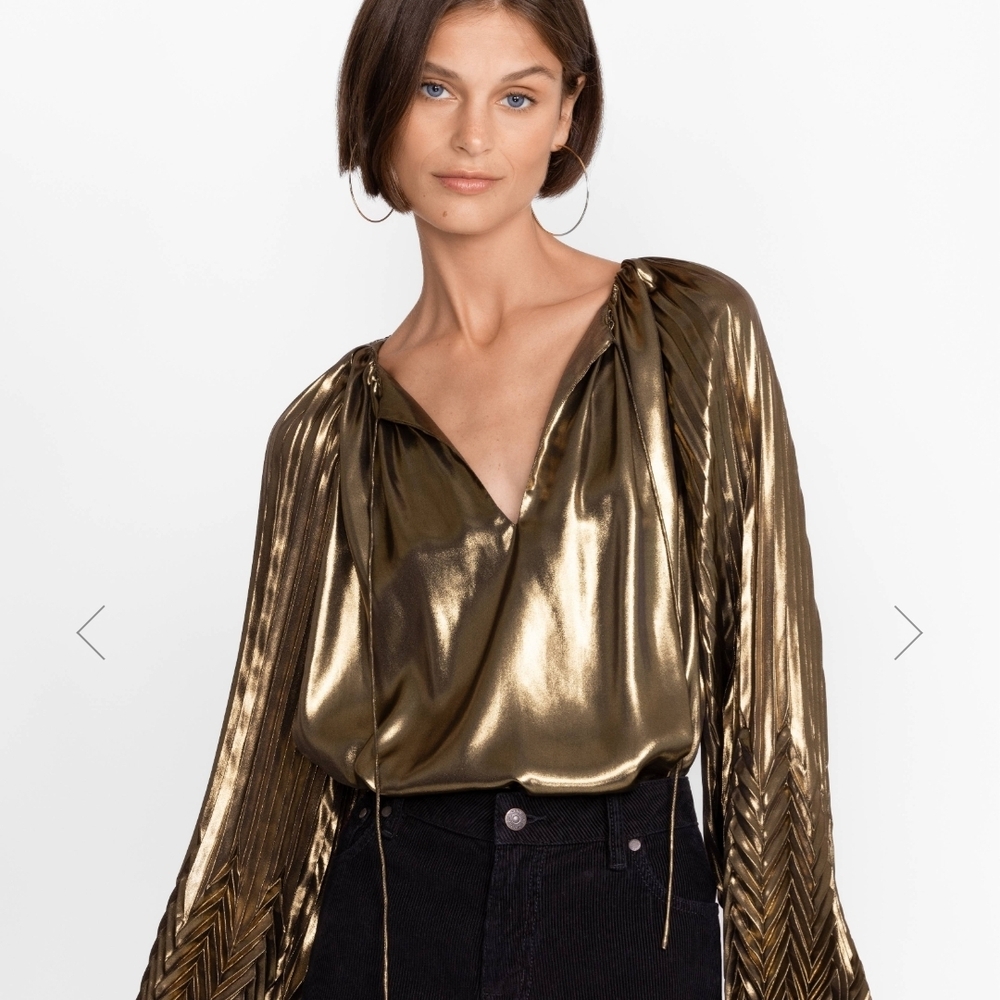 Johnny Was Metallic Gold Blouse